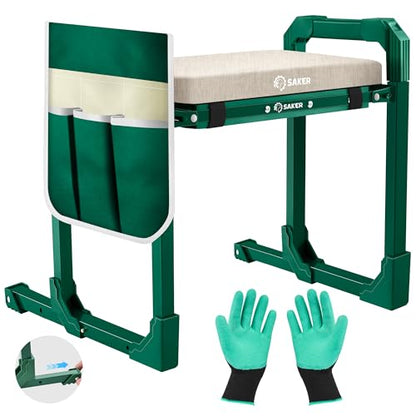 Saker Garden Kneeler and Seat Foldable Gardening Stool with Extendable Legs & Thickened Pad, Tool, Heavy Duty 400lbs Support for Elderly, Gardening, Outdoor Use - size: Basic version