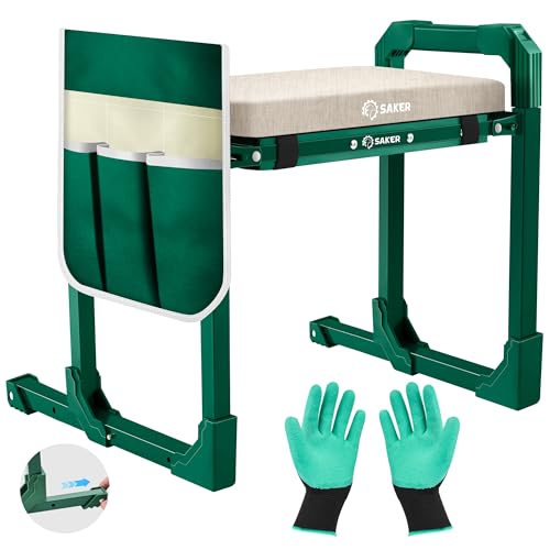 Saker Garden Kneeler and Seat Foldable Gardening Stool with Extendable Legs & Thickened Pad, Tool, Heavy Duty 400lbs Support for Elderly, Gardening, Outdoor Use - size: Basic version