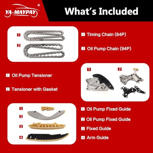 8PCS Engine Timing Chain Kit W/Tensioner & Guide Compatible with Volkswagen 2007-2019 Beetle,2012-2022 Passat,2007-2018 Jetta,2009-2014 Golf 2.5L OE#07K109158B 07K109231A 07K109469G