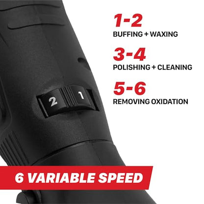Maxshine M0312 V2 Cordless Mini Polisher – Lightweight DA & Rotary Buffer for Cars, Trucks & Boats, 6-Speed Portable Detailing Tool for Scratch Repair, Headlight Restoration, Swirl Removal - Black