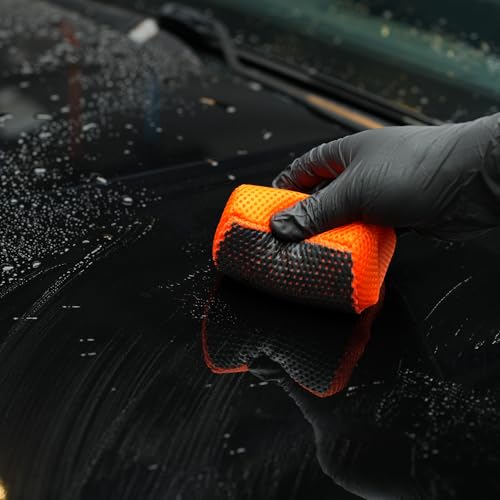 SPTA Clay Bar Scrubber, Ultra Clay Scrubber, Fast and Effective Removal of Paint Contaminants, Light Overspray, and More; Dual Sided Design for Scrubbing and Clay Work; Deep Clean Glass (2-Pack)