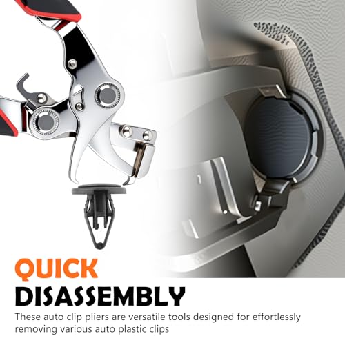 2026 New Car Clip Pliers and Disassembly Tools,Stainless Steel Spring Loaded Clip Removal Pliers,Universal Clips Removal Tool for Car Interior Panel Bumper Door Clips Rivets