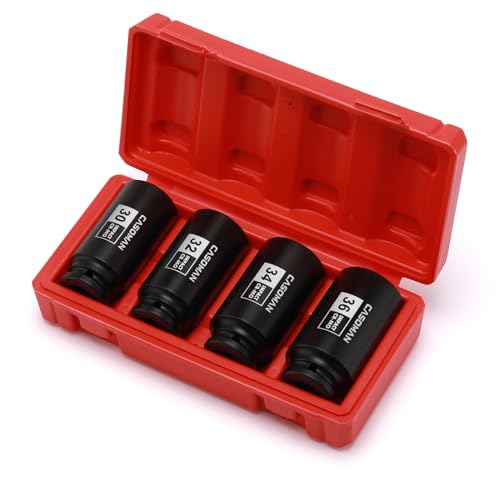 CASOMAN 1/2-Inch Drive Deep Spindle Axle Nut Impact Socket Set,12 Point Metric, CR-MO, 30,32,34,36mm, 4-Piece 1/2" Heavy Duty Impact Socket Set - size: 4pcs