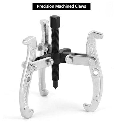 QWORK 3 Inch 3-Jaw Gear Puller, Drop-Forged Cr-V Steel, Heat-Treated, Reversible Jaws, 3-Ton Capacity