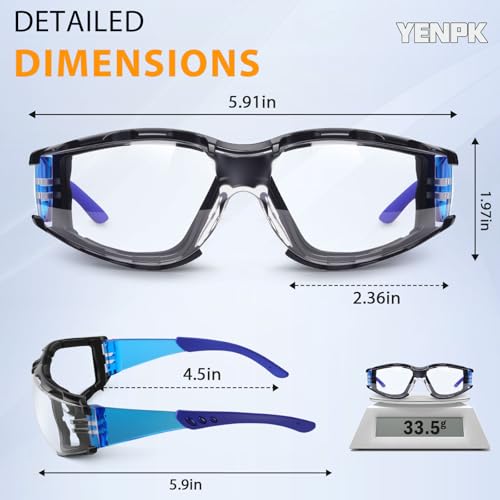 Safety Glasses for Men and Women, Anti-Fog UV Protection, Clear Lens Eye Protection Glasses Impact Resistant - color: 12pack-clear & Gary