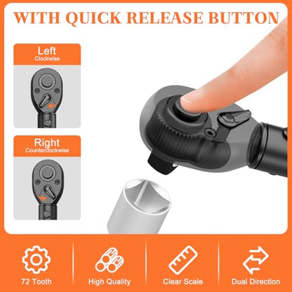 1/4" Inch Pound Torque Wrench, 20-200 In-lb, ±3% Accuracy, Click | Small Mini Bike Tool, 72-Tooth Dual-Direction Head, for Carbon Fiber Bicycle, MTB, Electronics & Precision Instrument - size: 20-200 in.lb（1/4-Inch）