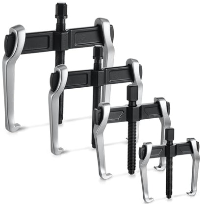 MorningRo 4 Pcs 2 Jaw Gear Puller Set, 3'' 4'' 6'' 8'' CR-V Steel Bearing Pulley Puller Tool Adjustable, Internal External for Removal of Pulleys Flywheels Bearings & Gears