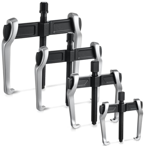 MorningRo 4 Pcs 2 Jaw Gear Puller Set, 3'' 4'' 6'' 8'' CR-V Steel Bearing Pulley Puller Tool Adjustable, Internal External for Removal of Pulleys Flywheels Bearings & Gears