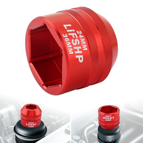 24mm / 36mm Oil Filter Socket, Fuel Filter Cap Remover for 2003-2010 6.0L / 6.4L Ford Powerstroke Diesel-Red - color: Red, size: 24MM/36MM