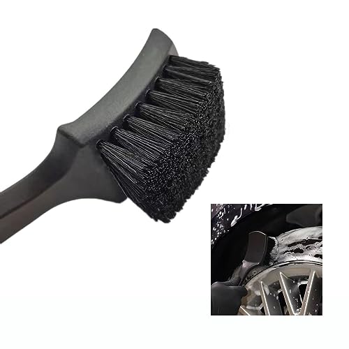 Wheel Brush Tire Brush Car Wash Brush Tire Brush Car Carpet Cleaner Used for Cleaning Car Tires, Wheels and Carpets, with a Short Handle that is Simple and Durable - color: Black