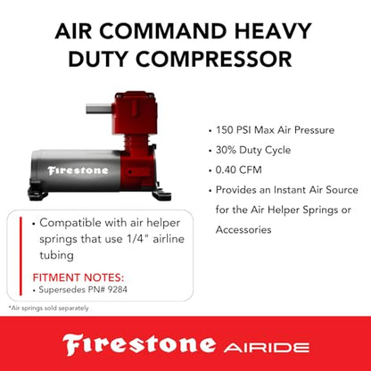 Firestone Airide 9499 Heavy Duty Air Compressor | 5-150 PSI | Versatile Mounting Design | Heavy-Duty Pressure | Easy Installation | Enhanced Durability