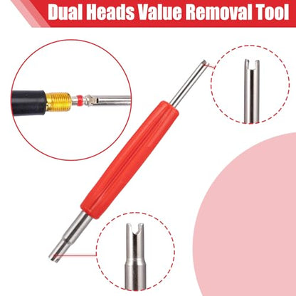 37Pcs Tire Valve Stem Tool,with TR413/414,4-Way Valve Core Removal Tool | T-Handle Puller,Push Rod&Gloves,Valve Stem Removal Tool,Quickly Replacement Tool Kit,Car, Truck, Motorcycle