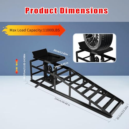 5T 11000lbs 2-Pack Hydraulic Car Ramps,Hydraulic Vehicle Ramps Assemble Easily,Automotive Ramps for Oil Changes,Low Profile Car Ramp for Home Garage, Auto Garage Repair. - color: Black