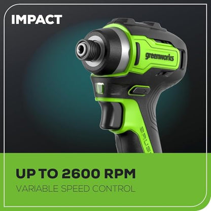 Greenworks 24V Brushless 3 pcs Cordless Power Tool Combo Kit, include Drill Driver, Angle Grinder, Impact Driver, 1 x 4Ah Batteries, 1 x 2Ah Batteries and 1× 2A Charger - size: 3PCS Combo Kits(Drill+Driver+Angle Grinder)