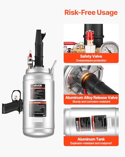 VEVOR Portable Tire Bead Seater, 1.6 Gal / 6 L Air Bead Blaster, Handheld Tire Inflator Tool, 87-116 PSI Operating Pressure, Trigger Seating Inflator for Car, Compact SUV, Light Truck, E-Bike, RV, ATV - size: 1.6 Gal / 6 L