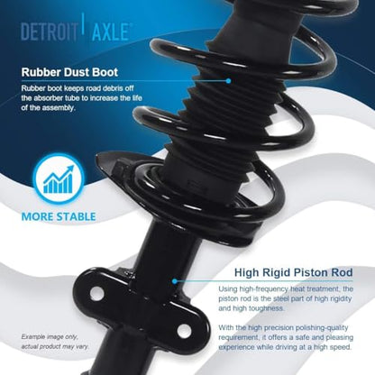 Detroit Axle - 2 Front Struts for 2008 2009 2010 Dodge Grand Caravan Chrysler Town & Country, Complete Struts w/Coil Springs Replacement Quick Install Ready Strut Shock - size: 171128 x2/PAIR