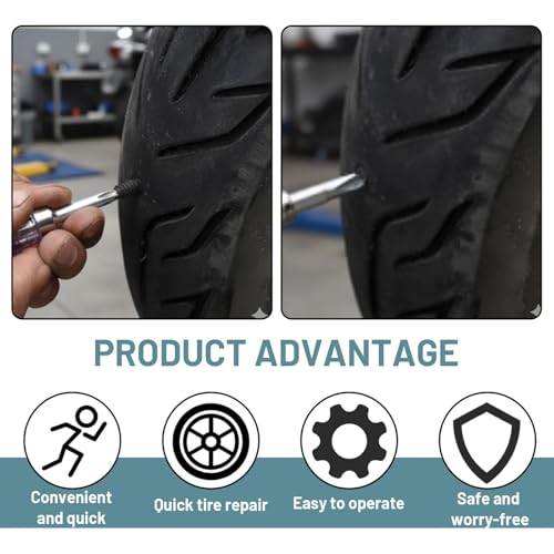 80 PCS Tire Repair Rubber Nail Kit, Tire Plug Kit, Tire Plugs, Complete Tire Repair Screws for Emergency Roadside Puncture Fixes, Includes Screwdriver for DIY Car Maintenance (L*40,S*40)
