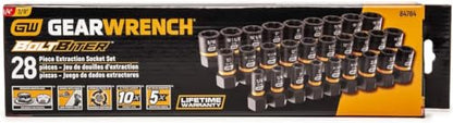 GEARWRENCH 28 Pc. 1/4" & 3/8" Drive Bolt Biter™ Impact Extraction Socket Set - 84784