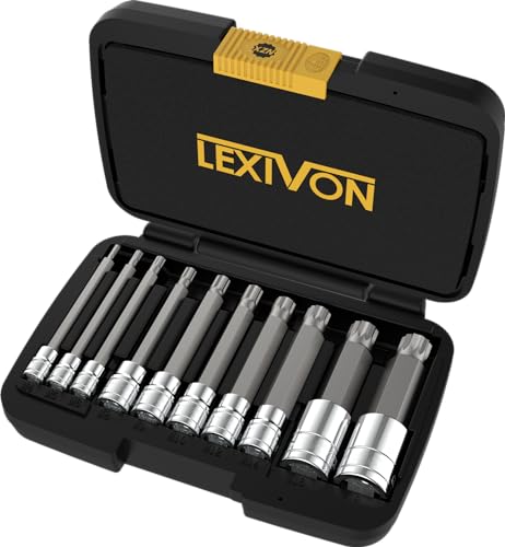 LEXIVON XZN Triple Square Spline Bit Socket Set, Extra Long 4-Inch | 10-Piece European Style M4 - M18, Premium S2 Alloy Steel | Enhanced Storage Case (LX-145L) - size: Extra Long 4-inch