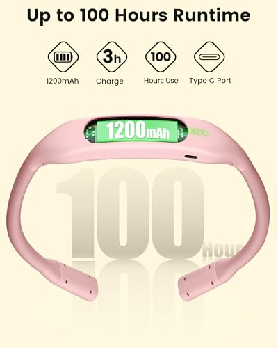 Glocusent Lightweight Neck Light for Reading in Bed, 1200mAh Rechargeable Book Light, Hands-Free Reading Light, 5 Colors, 5 Brightness Adjustable, Private Bedtime Reading for Book Lover - color: Pink