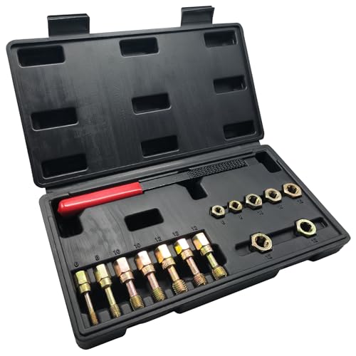 AUPREX 15-Piece Metric Thread Chaser Set – Master Thread Repair Kit with M6, M8, M10, M12 Sizes, Includes 7 Taps, 7 Dies and 1 Thread File, Universal Rethreading & Thread Restorer Tool Set with Case - size: 15Pcs Metric