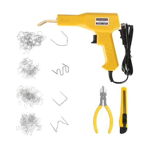 Zpana Car Plastic Welder, Portable Vehicle Hot Staples Weld Gun with 4 Types Staplers & Carry Case, Automotive Bumper Repair Welder Kit, Universal for Automobile RV Truck (Yellow) - color: Yellow