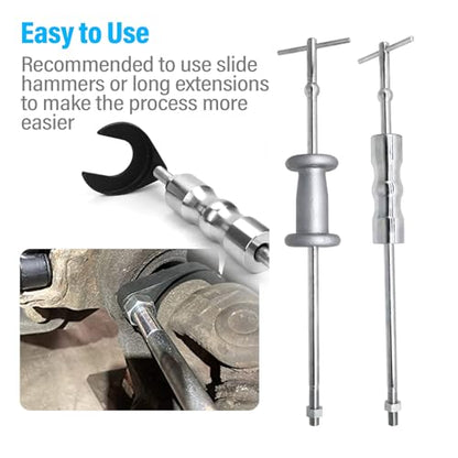 63mm Inner CV Axle Puller Removal Tool with Nut, Front Wheel Drive Axle Pulley Attachment, CV Joint Fork Adapter Fits Slide Hammers with 5/8"-18 Threads, CV Joint Axle Removing Tool - size: 63cm