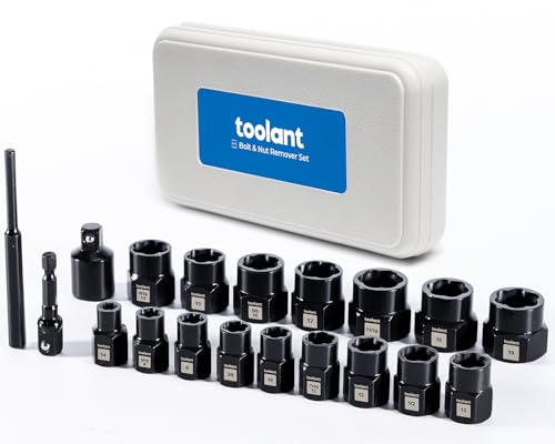 toolant 19pcs Impact Bolt Extractor Kit, Bolt & Nut Remover Socket Tool Kit, Stripped Bolt Extractor for Damaged Screws and Bolts - size: 19pcs