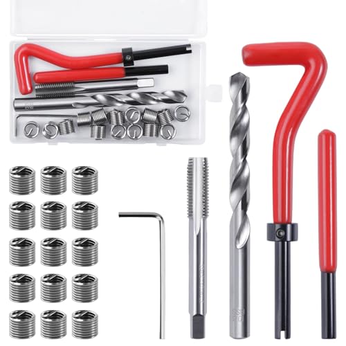 30 Piece M10 x 1.5mm Thread Repair Kit with HSS Drill Bit, M10 Metric Thread Repair Insert Kit, Portable Rethreading Tool Kits, Compatible Hand Tool Set for Auto Damaged Threads Repairing - size: M10 x 1.5mm