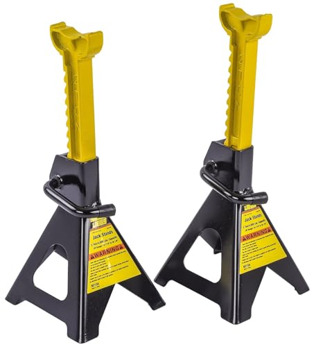 JEGS Jack Stands | 2-Ton Per Pair/Per Axle Capacity | Height Adjusts From 10 3/8in. To 16 1/4in. Inches | Steel Frame | Sturdy Base With Lever Action Height Adjustment | 1 Pair Per Package