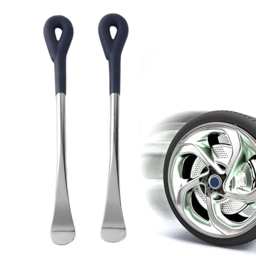 Motorcycle Tire Lever Tools, 2 Pieces, Heavy Duty Carbon Steel with Chrome Finish, Curved End for Secure Grip, Long Lever for Easy Tire Change