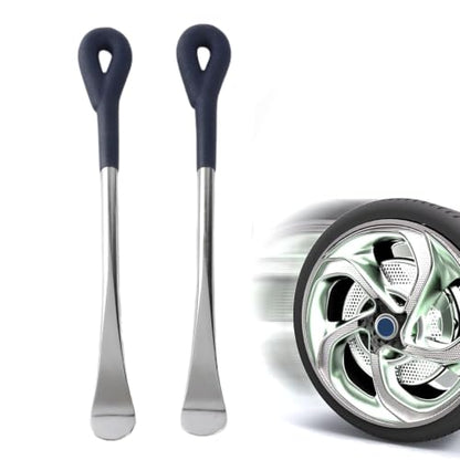 Motorcycle Tire Lever Tools, 2 Pieces, Heavy Duty Carbon Steel with Chrome Finish, Curved End for Secure Grip, Long Lever for Easy Tire Change