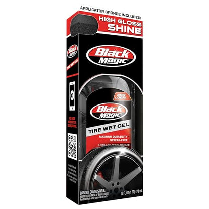 Black Magic 5072647 Tire Wet Gel, 16 oz - Thick Clinging Formula Sticks to Tires to Produce Minimal Sling and a Glossy Shine