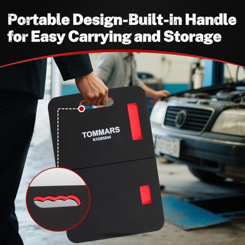 TOMMARS 0.9 Inch Thick Foldable Mechanic Kneeling Pad, 23.6 x 15.7 Inches | High-Density PE Foam Knee Cushion with 2 Pockets, Double-Sided Nonslip Surface and Carry Handle for Gardening and Repairs - size: 23.6in Length-1-Fold