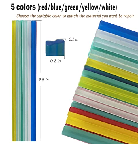 106pcs Plastic Welding Rods ABS PP PU PE PA PC TPO 7 Types of Plastic Welder Rods for Car Bumper Kayak Repair Kit with Reinforcing Stainless Steel Mesh Plastic Welding Kit Welding Supplies