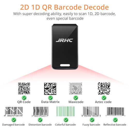 1D 2D Wearable Ring Barcode Scanner, Portable Mini Barcode Reader with 3-in-1 Bluetooth & USB Wired & 2.4G Wireless, Compatible with iOS, Android, Windows, Mac Tablets Or PC