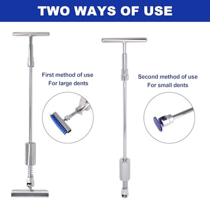 Paintless Dent Repair Tool,2 in 1 Slide Hammer dent Puller Car Repair Tool Kit with 20 pcs Suction Dent Puller, 2 Stainless Steel Grooves, 4 Puller Lines - style: 28PCS
