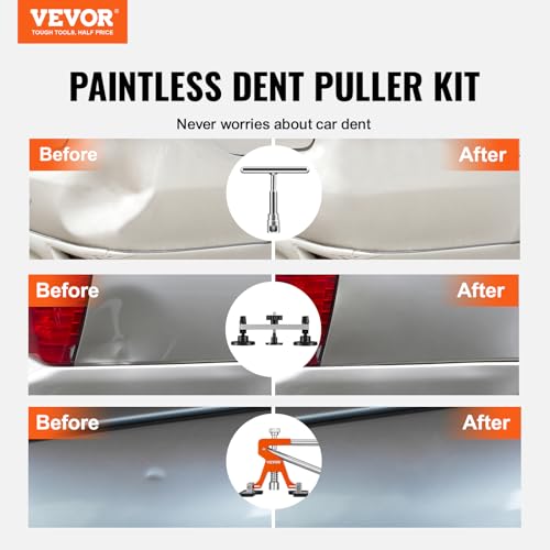 VEVOR 117 PCS Car Dent Puller Kit, Paintless Dent Repair Tool with Lifter, Slide Hammer & Suction Cup for Auto Body Dents, Hail Damage, Door Dings - style: 117PCS