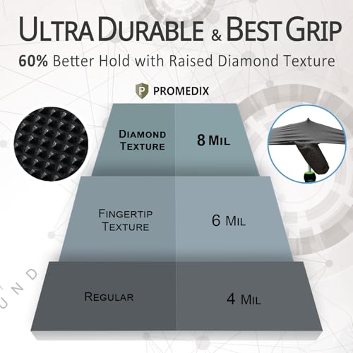 PROMEDIX P Heavy Duty Nitrile Gloves with Diamond Texture 8 Mil Latex Free Powder Free Industrial Disposable Glove - color: Black, size: Large