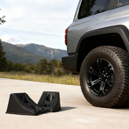 TONDA Wheel Chocks, Heavy Duty Wheel Wedge for Car, Travel Trailer, RV - 8"×4.7"×4.7" - 2 Pack, Black - color: 2 PACK