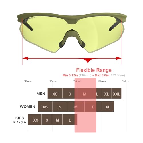 HTS HUNTERSKY S53 Anti Fog Tactical Shooting Range Safety Glasses ANSI Z87.1 Ballistic Eye Protection Hunting Airsoft Riding - color: S53 Green / Yellow