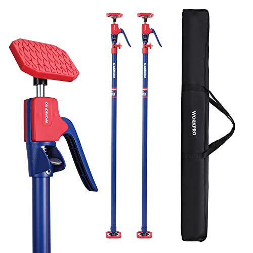 WORKPRO Cabinet Jack Support Pole, 54-114 Inches Steel Telescopic Quick Support Rod Adjustable 3rd Hand Support System with 154 lbs Capacity for Cabinet Jack, Drywall Jack& Cargo Bars, 2-Pack - size: Long-54"-114" 2PC