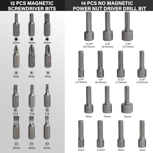 HAUTMEC 28 Pcs Magnetic Ratcheting Screwdriver Set, Multi-bit Screw Driver Set Including CRV Screwdriver Bits, Nut Driver Set and Telescoping Magnetic Pickup Tool for DIY, Electronics, Auto Repair - color: 28-in-1 Ratcheting