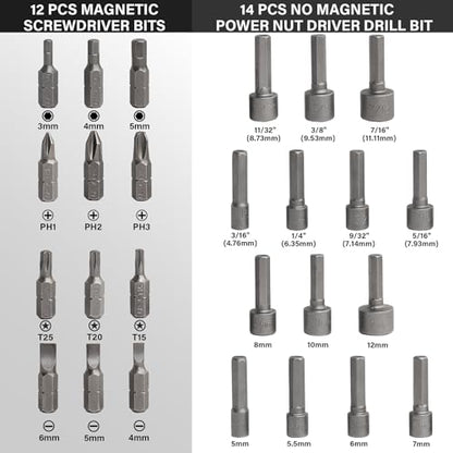 HAUTMEC 28 Pcs Magnetic Ratcheting Screwdriver Set, Multi-bit Screw Driver Set Including CRV Screwdriver Bits, Nut Driver Set and Telescoping Magnetic Pickup Tool for DIY, Electronics, Auto Repair - color: 28-in-1 Ratcheting