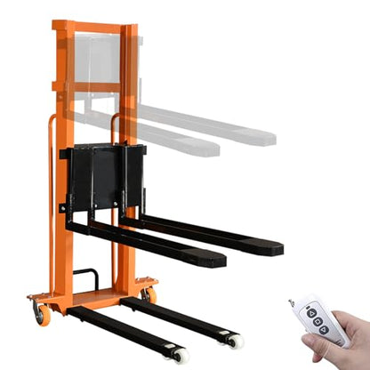 Electric Pallet Stacker Electric Forklift Capable of Boarding Trucks Pallet Lift 1300lbs Capacity 63" Lifting Height Material Lift with Fixed Legs - color: 63" Lifting