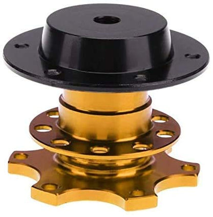 BestTeam Universal Steering Wheel Snap Off Quick Release Hub Adapter Boss Kit With 6-hole Steering Wheel Hub (Gold) - color: Gold