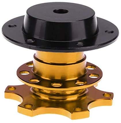 BestTeam Universal Steering Wheel Snap Off Quick Release Hub Adapter Boss Kit With 6-hole Steering Wheel Hub (Gold) - color: Gold