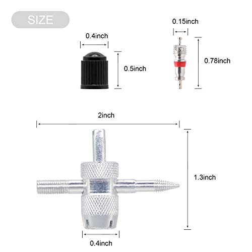 Valve Stem Removal Tool - 20Pcs Valve Cores, 10Pcs Tire Valve Caps, 4-Way Valve Tool, Valve Core Remover Tool By ZHSMS(35 PCS)