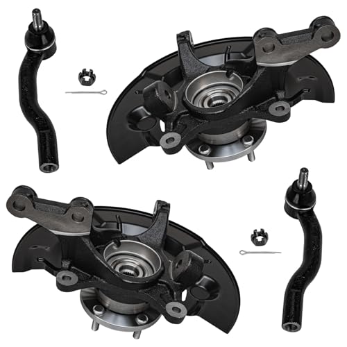 Detroit Axle - 2.5L Front 4pc Steering Knuckles Kit for 2012-2017 Toyota Camry, 2 Steering Knuckles & Wheel Bearing Hubs 2 Outer Tie Rod Ends 2013 2014 2015 2016 Replacement - size: 4SU50407/Kit
