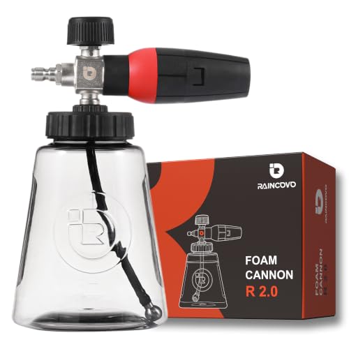 Raincovo Foam Cannon R 2.0 with Wide Mouth and Base, Adjustable Snow Foam for Pressure Washer, Thick Soap Cannon for Car Wash, 1/4 Inch Quick Connector